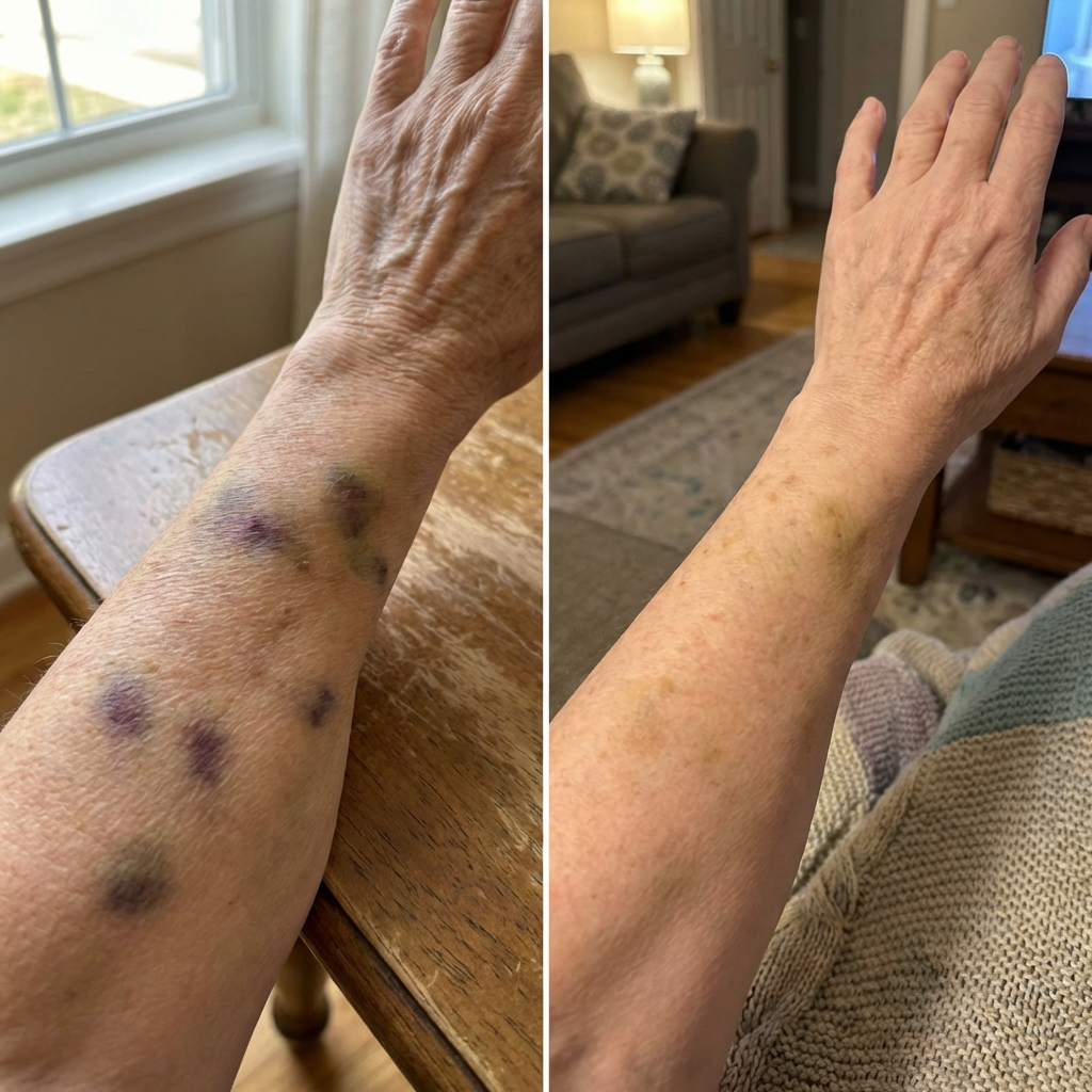 Antes y después: marcas en el antebrazo atenuadas