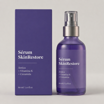Estuche y frasco del sérum SkinRestore de Veluna