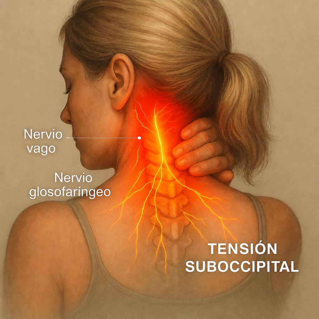 Diagrama del nervio vago y la tensión suboccipital